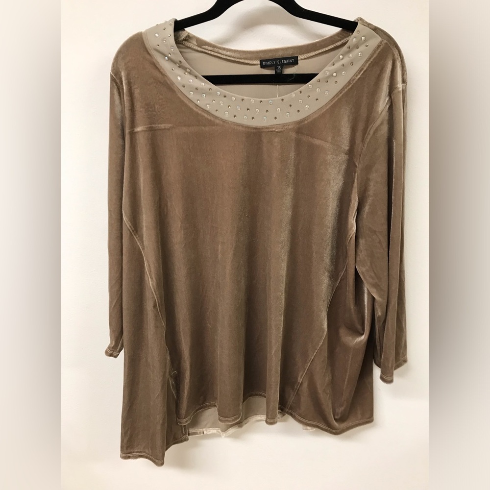 Women's 3/4 Sleeve Round Neck Rhinestone Long Top T Shirt Clothing Blouse Too